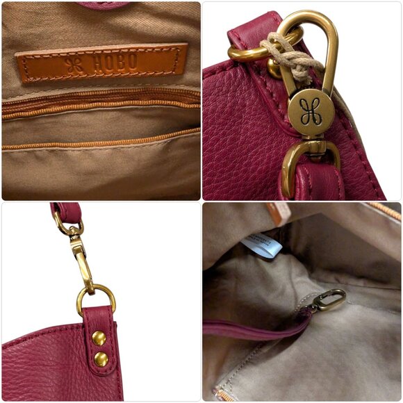 HOBO Pier Shoulder Bag Mulberry Glaze Pebbled Leather Convertible Crossbody - Picture 14 of 16